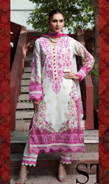 Pakistani Original Guladhar Premium Cambric Cotton Stitched 3pcs _ Magenta